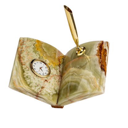 Picture of Marble Book Clock with Pen Holder – A Refined Blend of Art, Function & Natural Stone