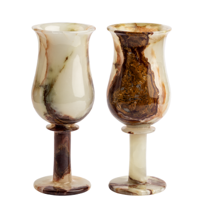 Picture of Marble Long-Stem Cherry Goblet Set – Timeless Elegance in Handcrafted Stone