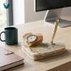 Picture of Royal Marble Stone Desk Clock & Pen Holder – A Luxurious Fusion of Functionality and Natural Elegance