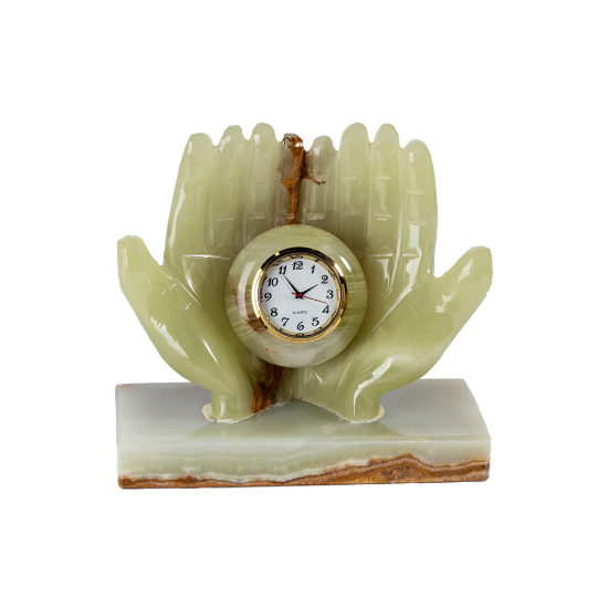 Picture of Royal Marble Stone Decorative Clock – Elegant Handcrafted Leaf Sculpture Design