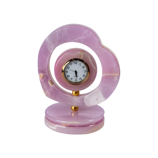 Picture of Royal Pink Marble Stone Table Clock – Contemporary Luxury Inspired by Natural Geometry