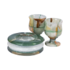 Picture of Royal Green Onyx Stone Smoking Set – Handcrafted Luxury Marble Ashtray and Goblet Collection