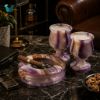 Picture of Royal Purple Onyx Stone Smoking Set – Handcrafted Luxury Marble Ashtray & Goblet Collection