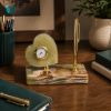 Picture of Green Onyx Stone Desk Set with Heart Clock and Gold Pen Holder – Handcrafted Luxury Office Accessory