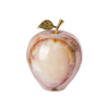Picture of Pink Onyx Stone Decorative Apple with Gold Stem and Leaf – Handcrafted Luxury Fruit Sculpture