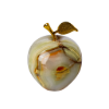 Picture of Natural Onyx Stone Decorative Apple with Gold Stem and Leaf – Handcrafted Luxury Fruit Sculpture