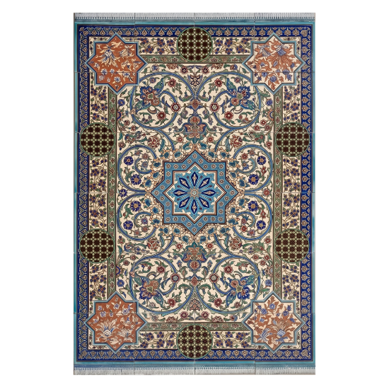 Picture of Persian Carpet Design Ceramic Tile Panel – Handcrafted Luxury Architectural Installation for Hotels and Public Spaces